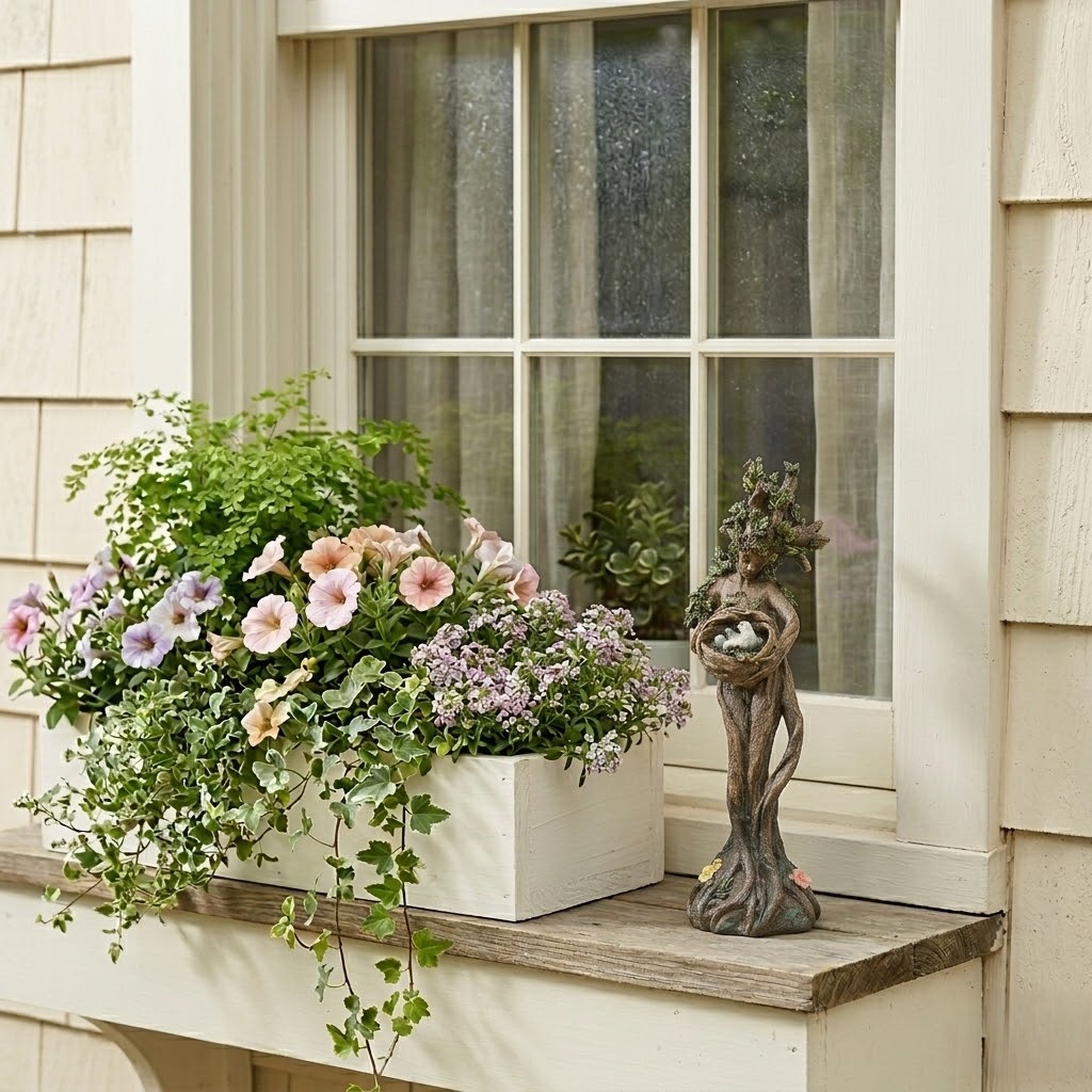 Fairy Garden Tree Spirit Statue with Bird Nest