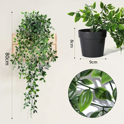 Lifelike Faux Hanging Vine Plant with Pot