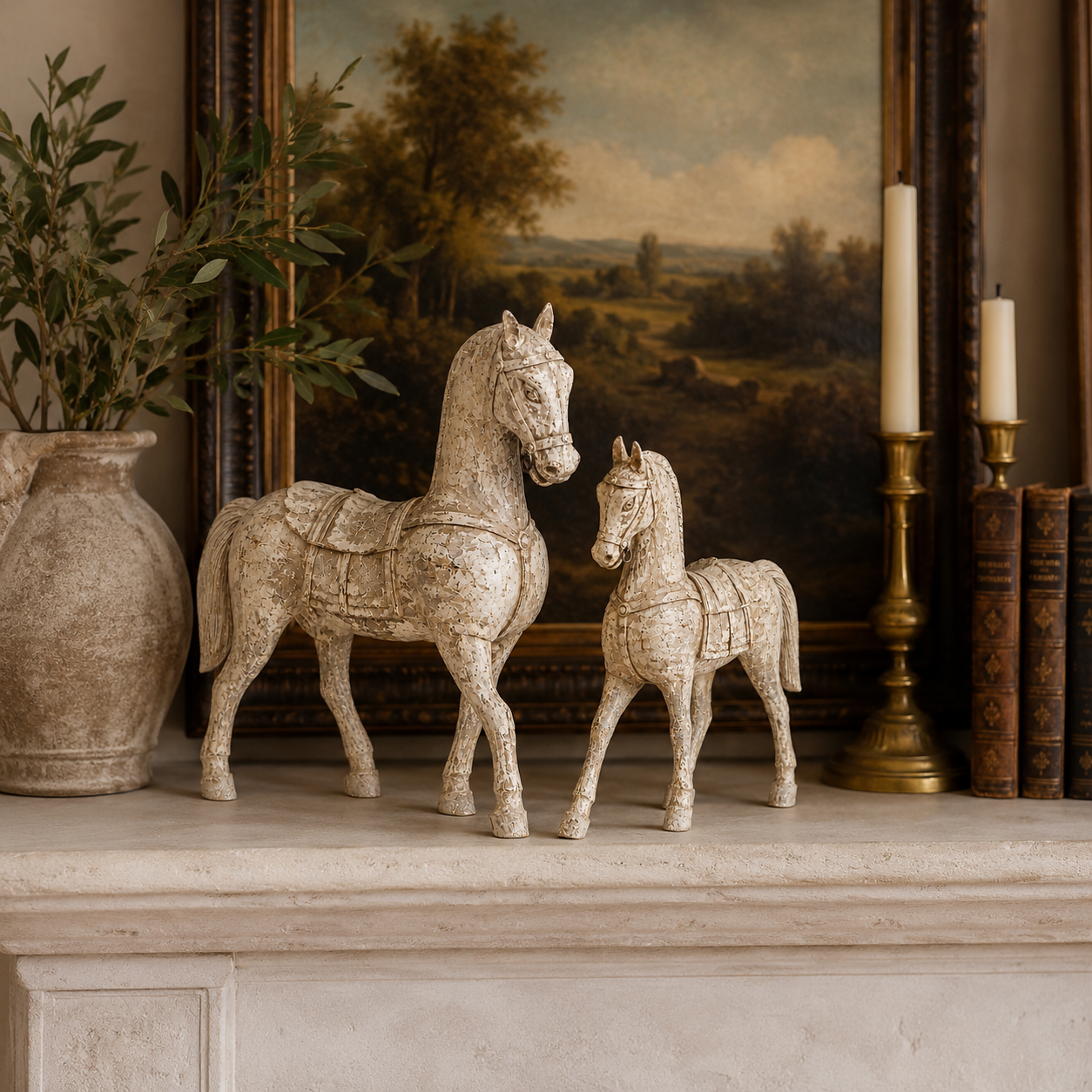 Set of 2 Vintage Equestrian Horse Figurines