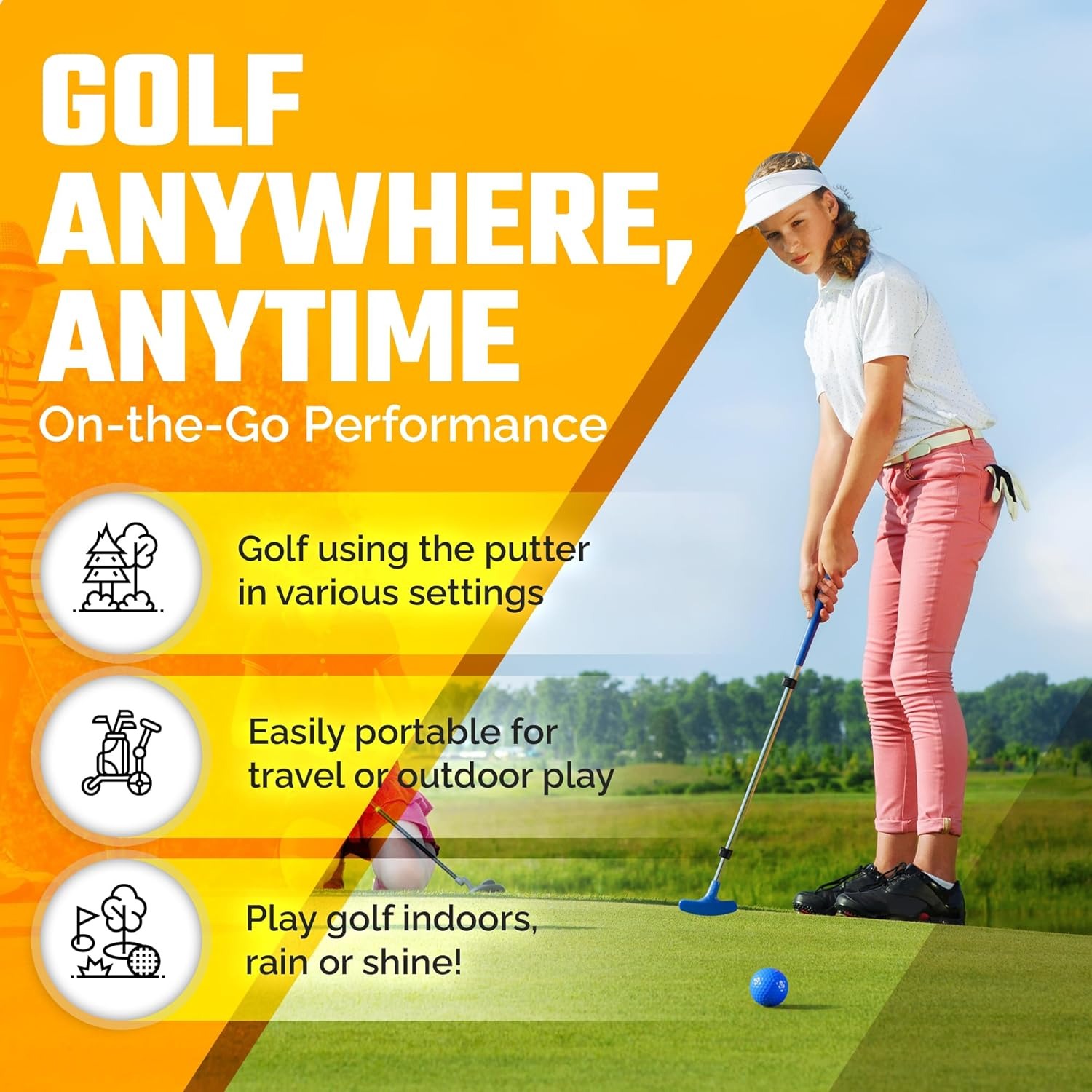 Extendable Shaft for Junior Golfers Includes 3 Balls ,Cup with Flag