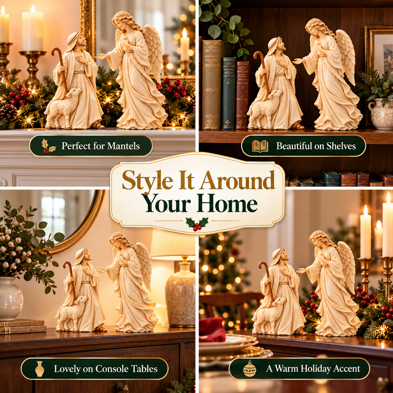 Shepherd & Angel Figurine Duo