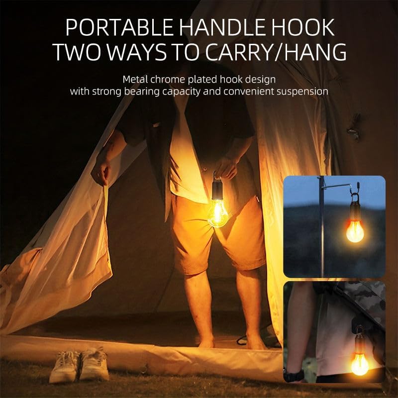 Outdoor Rechargeable Camping Hanging Lights with Hook