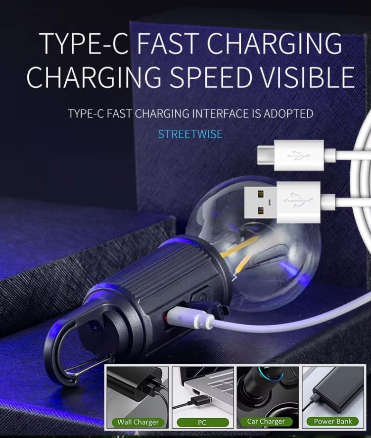 Outdoor Rechargeable Camping Hanging Lights with Hook