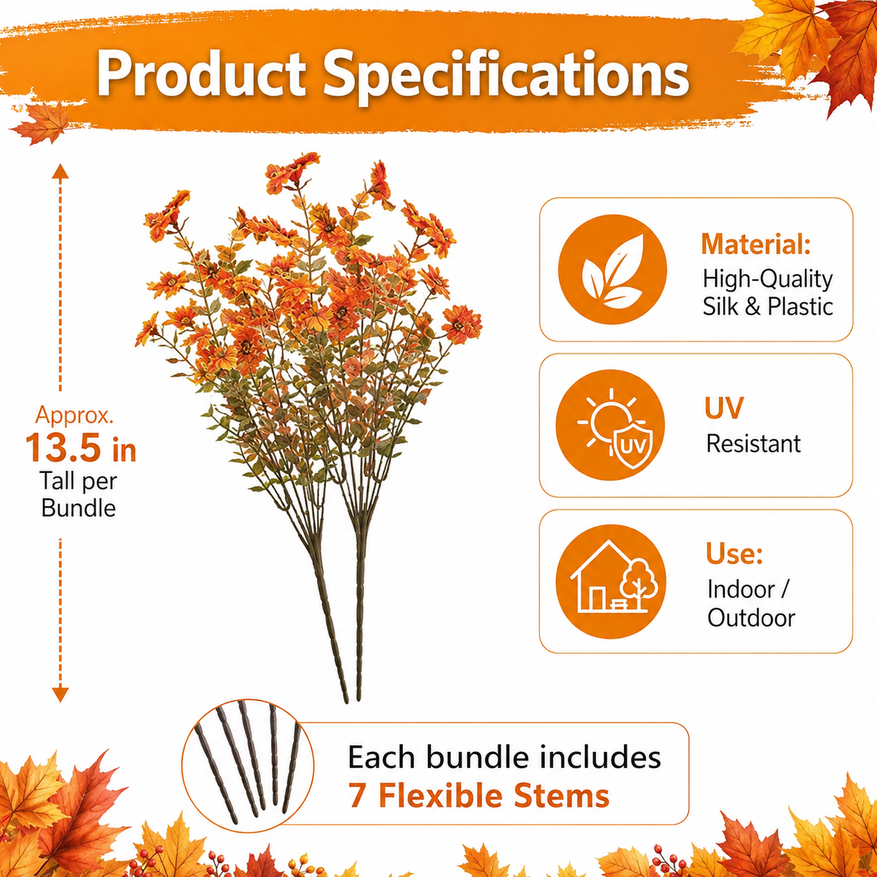 🔥LAST DAY 50% OFF🔥 Artificial Fall Flowers Outdoor ，UV Resistant
