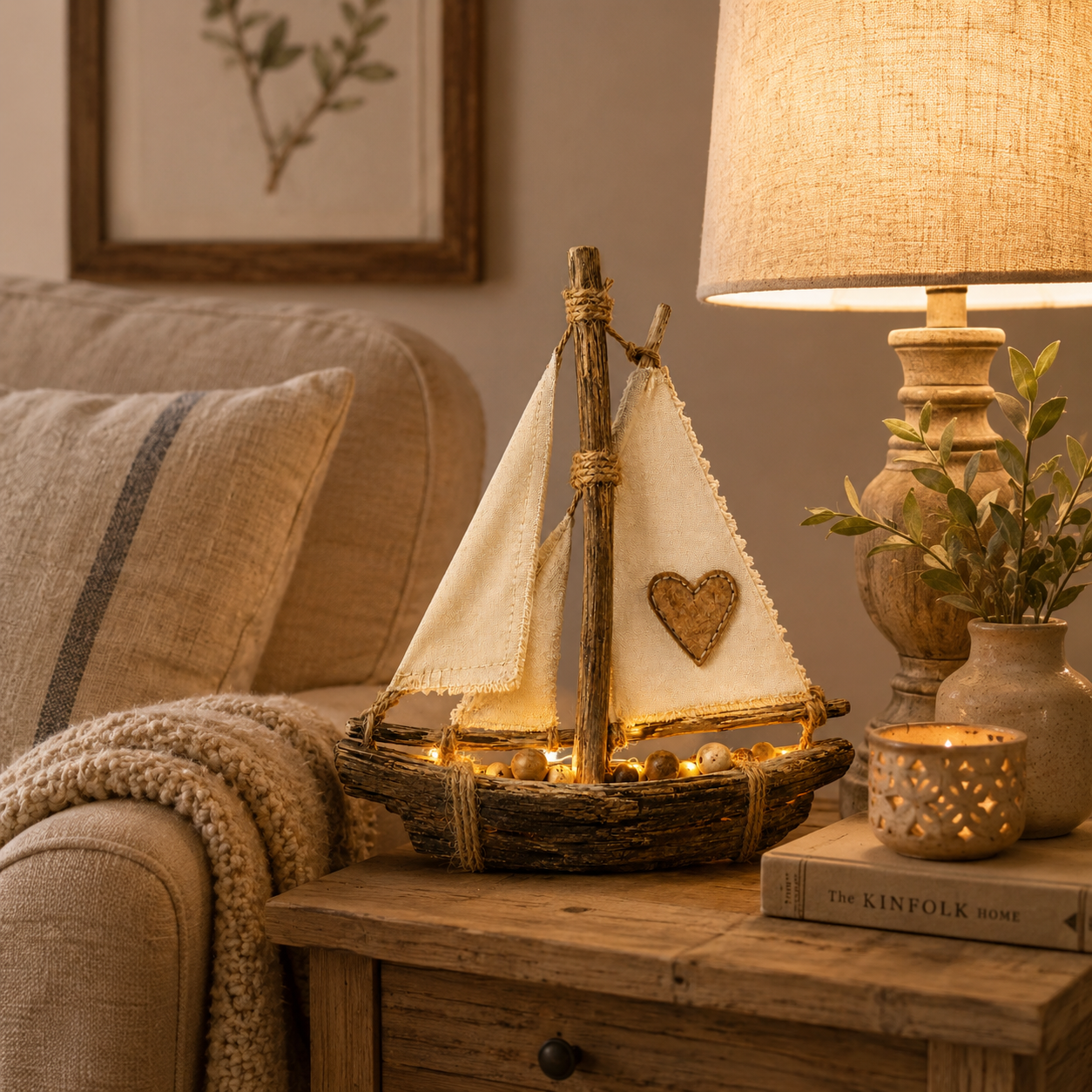 Lighted Rustic Sailboat Decor