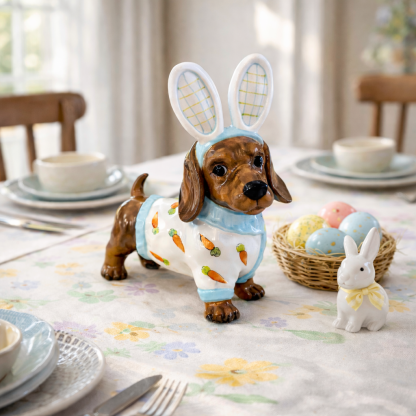 Easter Bunny Dachshund Statue