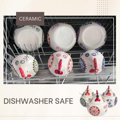 Ceramic Chicken Spice Jars with Lid and Spoon