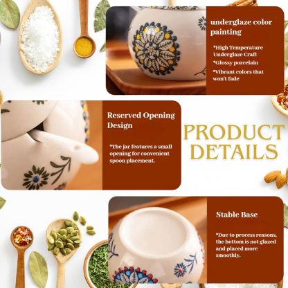 Ceramic Chicken Spice Jars with Lid and Spoon