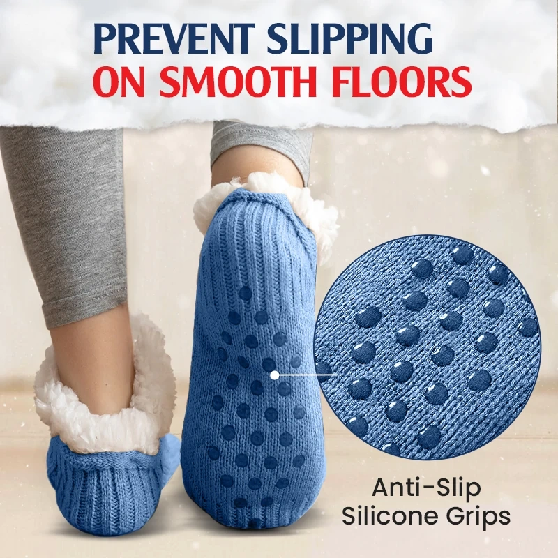 Fleece-Lined Non-Slip Thermal Slippers Socks