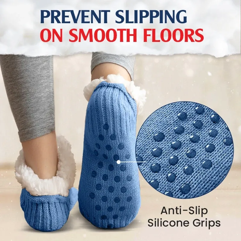 Fleece-Lined Non-Slip Thermal Slippers Socks