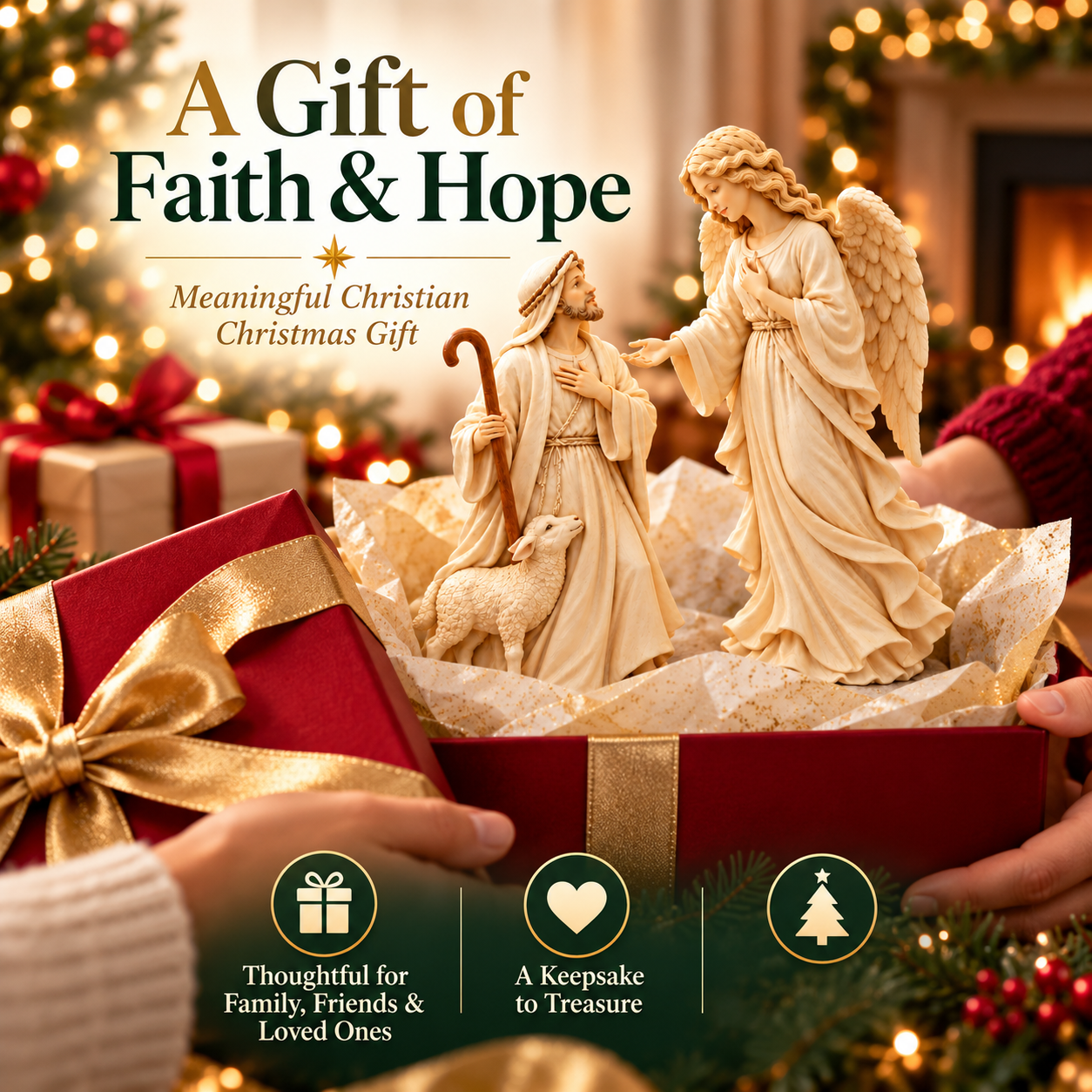 Shepherd & Angel Figurine Duo