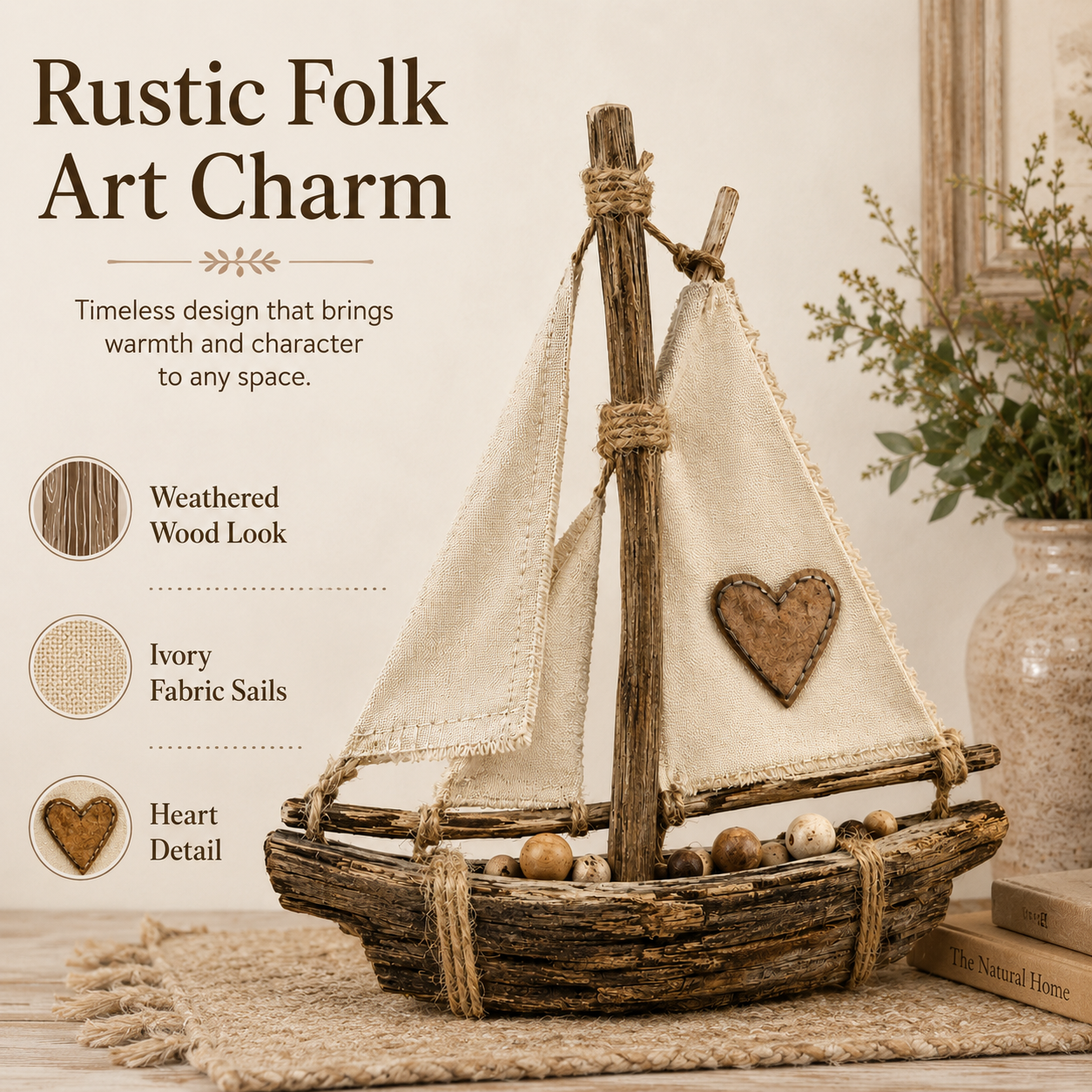 Lighted Rustic Sailboat Decor