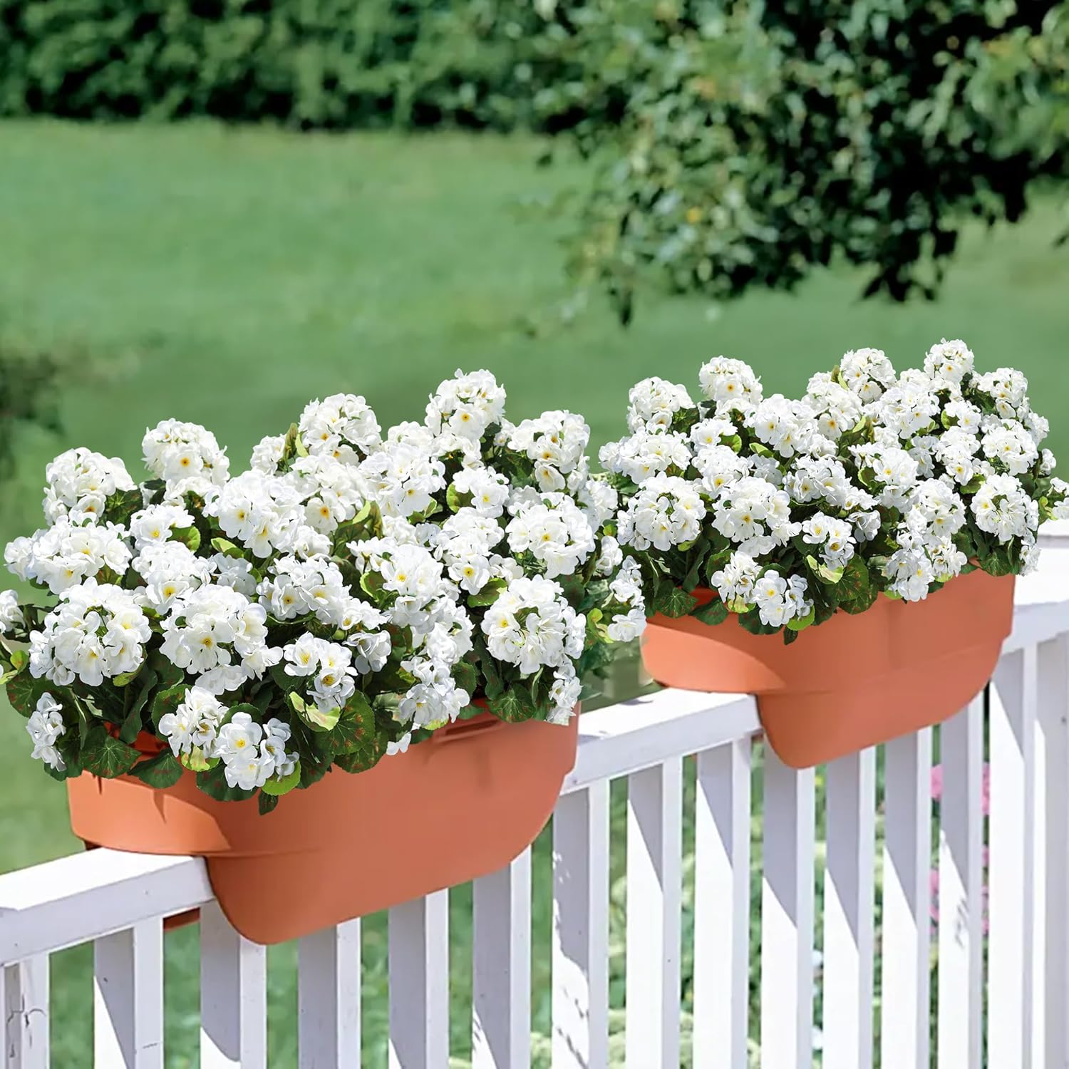 6 Bundles Artificial Pink Geranium Flowers – UV Resistant Faux Outdoor Plants for Porch, Patio Planters & Garden Decor