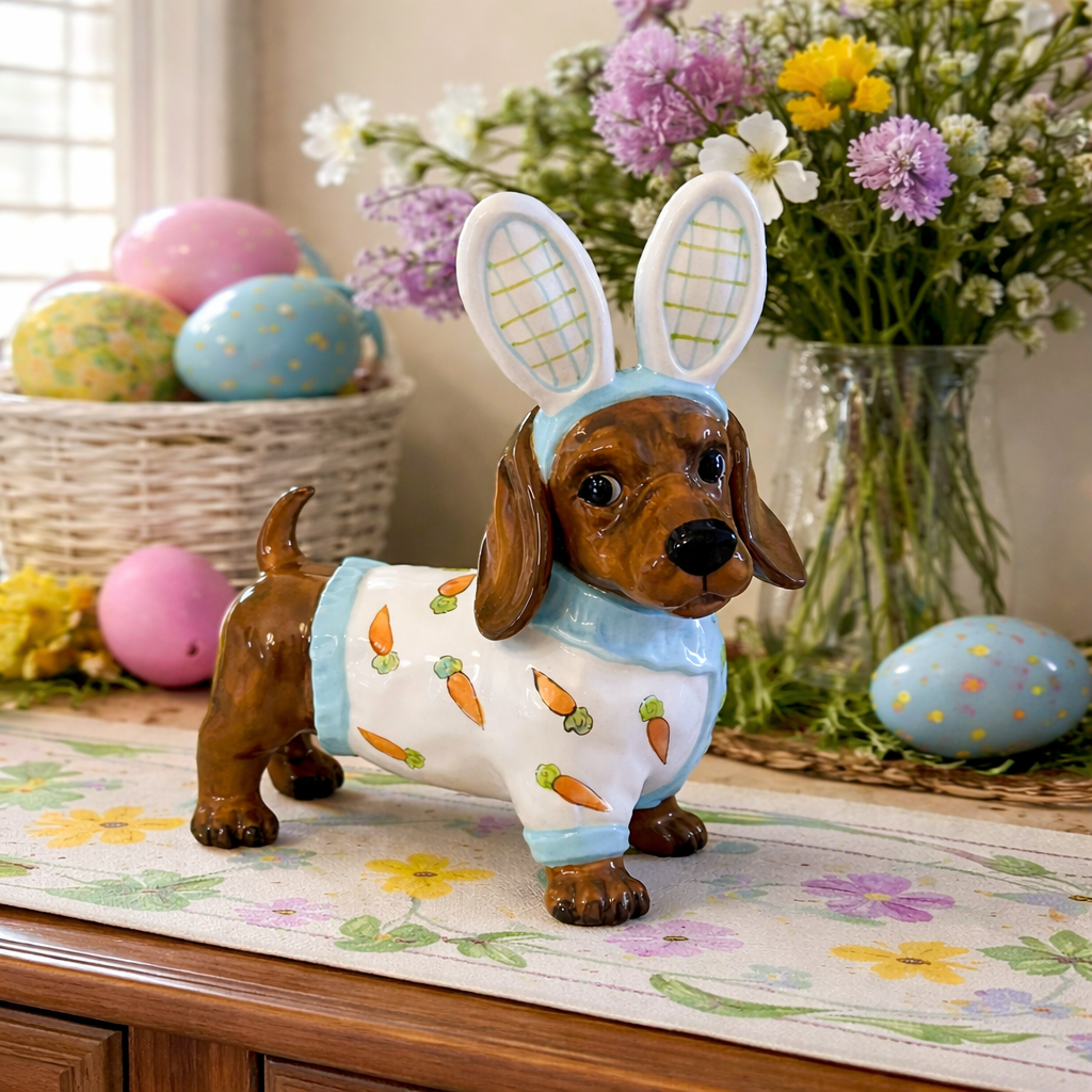 Easter Bunny Dachshund Statue