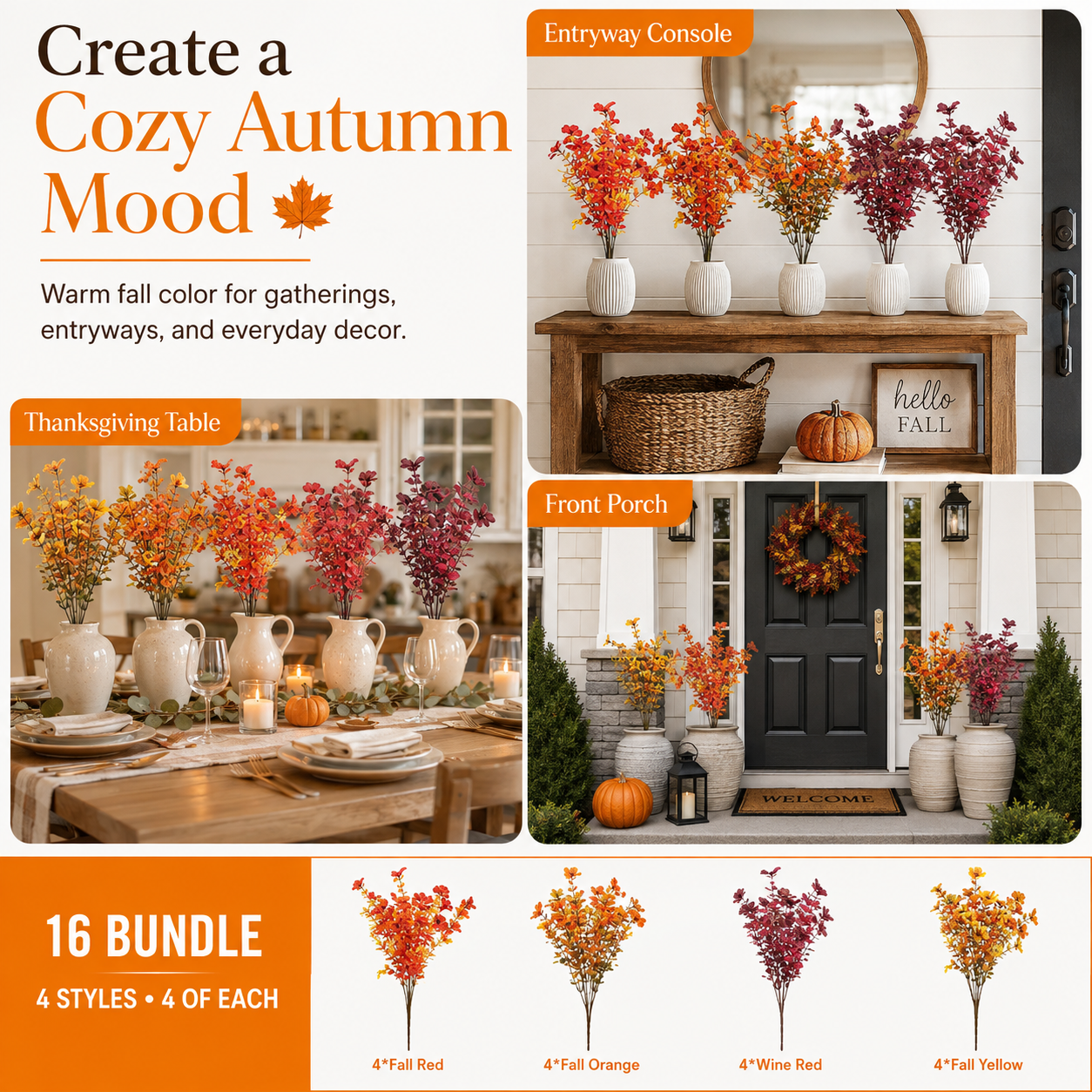 🔥LAST DAY 50% OFF🔥 Artificial Fall Flowers Outdoor ，UV Resistant