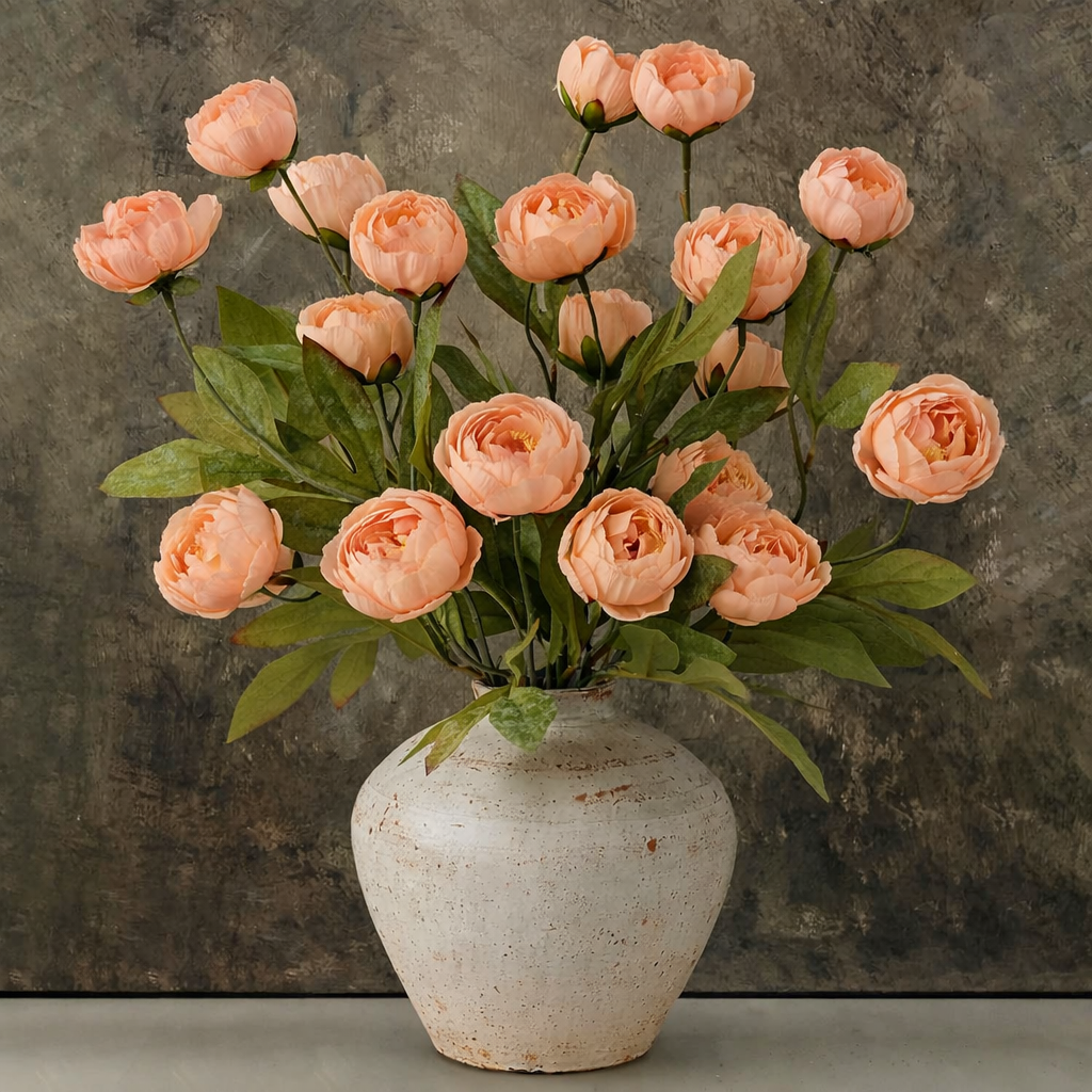 5 PCS Faux Silk Peony Artificial Flowers 