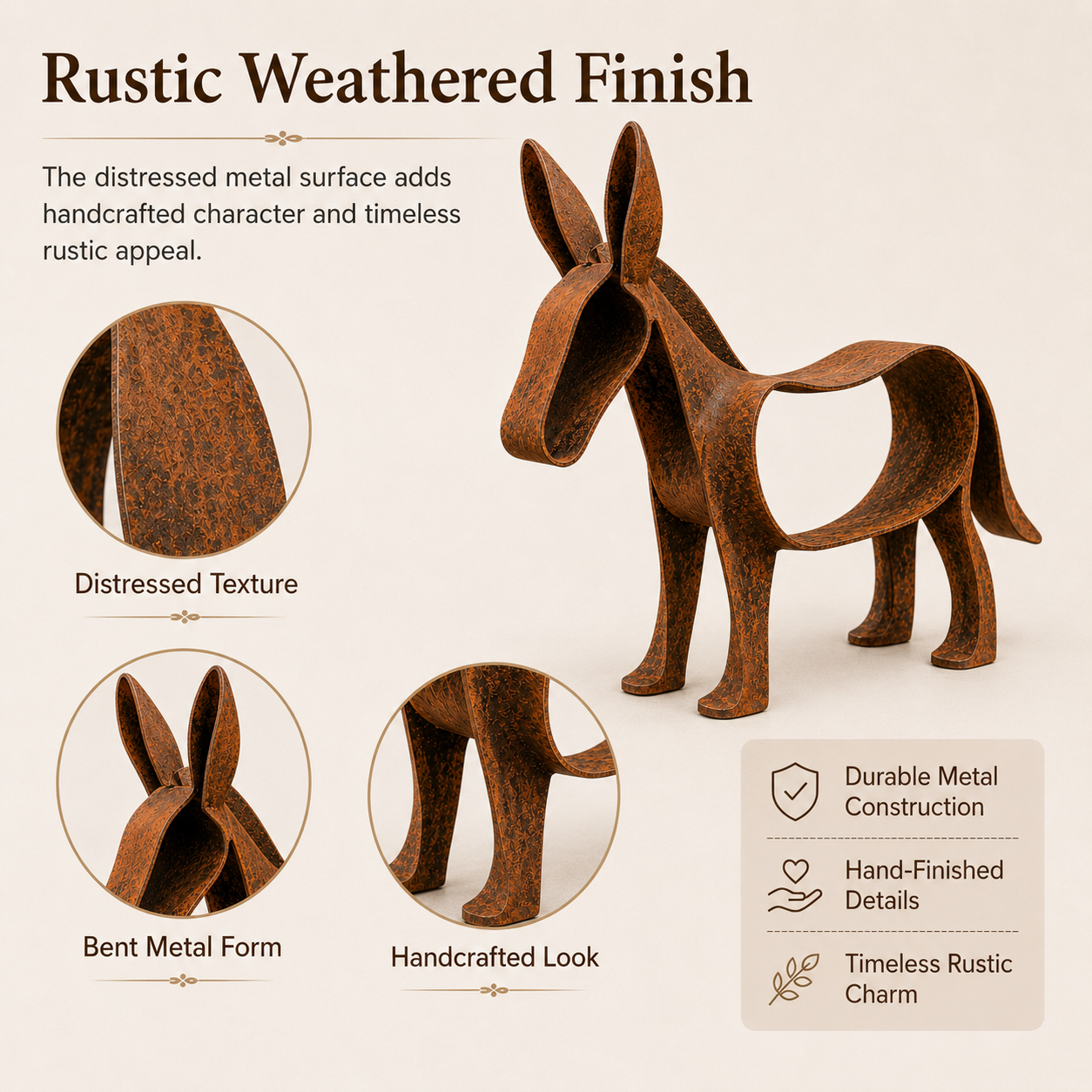 Rustic Wild Ass Metal Sculpture