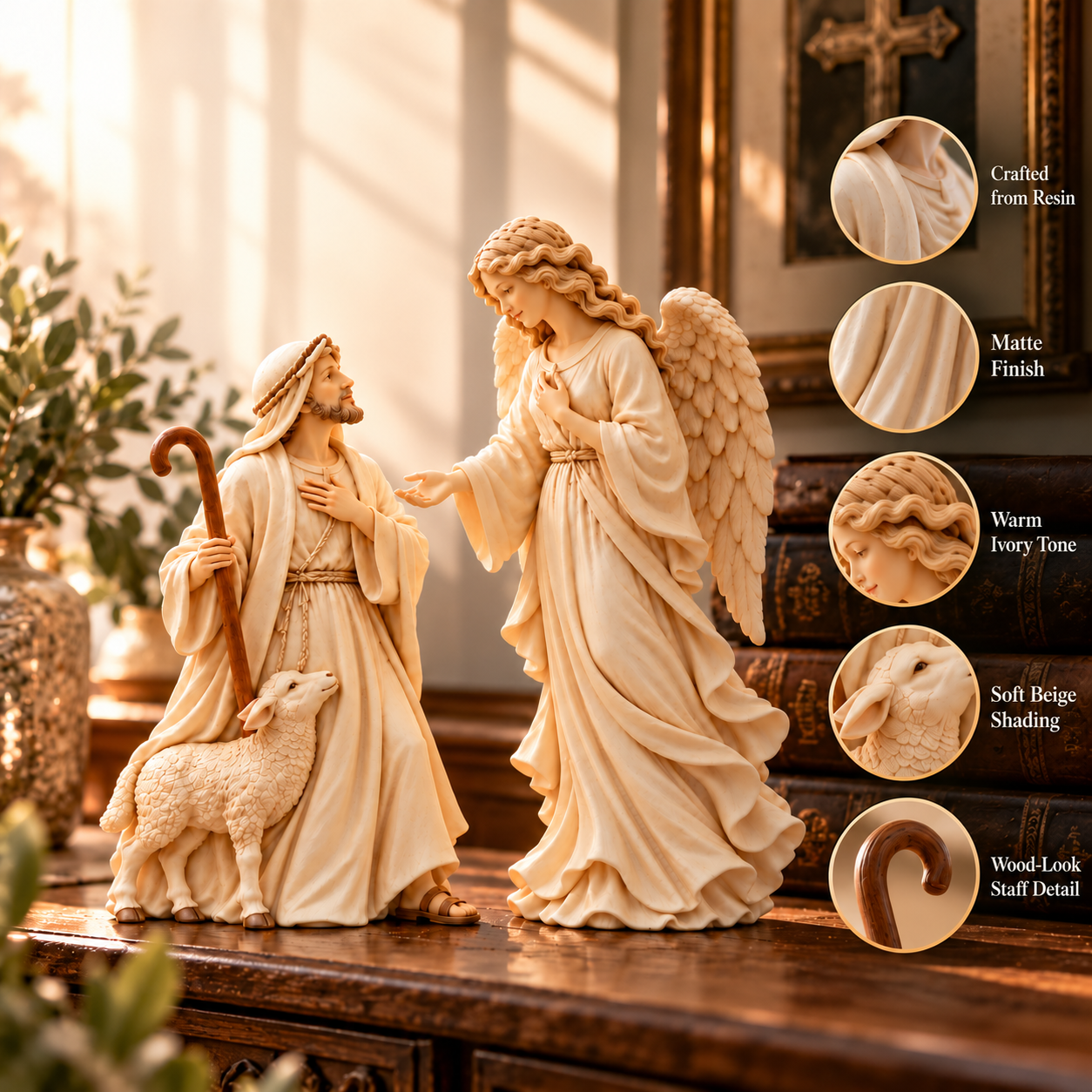 Shepherd & Angel Figurine Duo