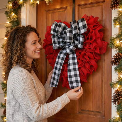 Valentines  Burlap Wreath  Door Decor,