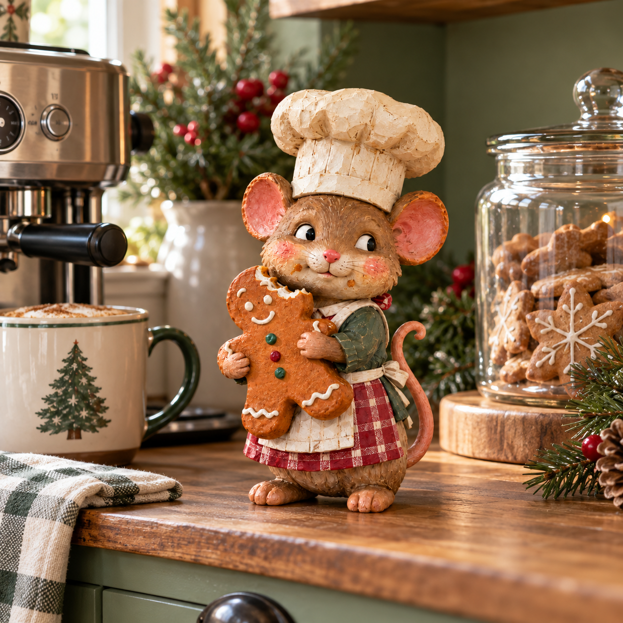 Gingerbread mouse baker figurine detail 3