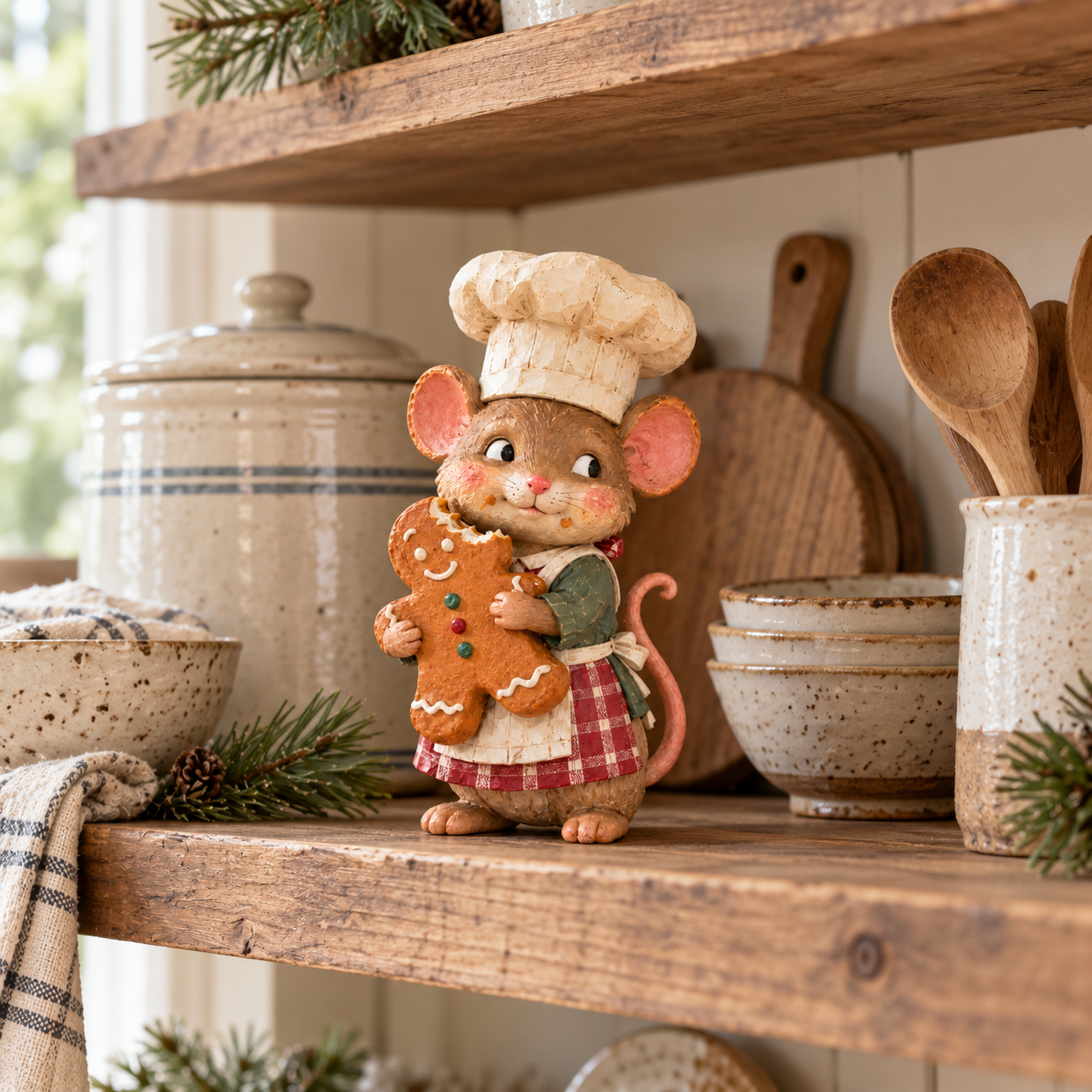 Gingerbread mouse baker figurine detail 9