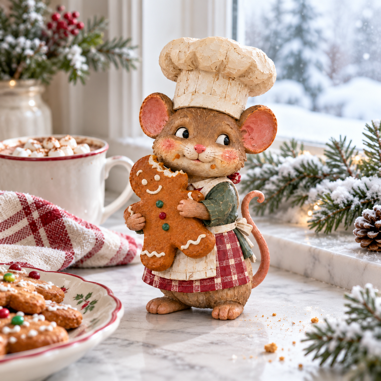 Gingerbread mouse baker figurine detail 1