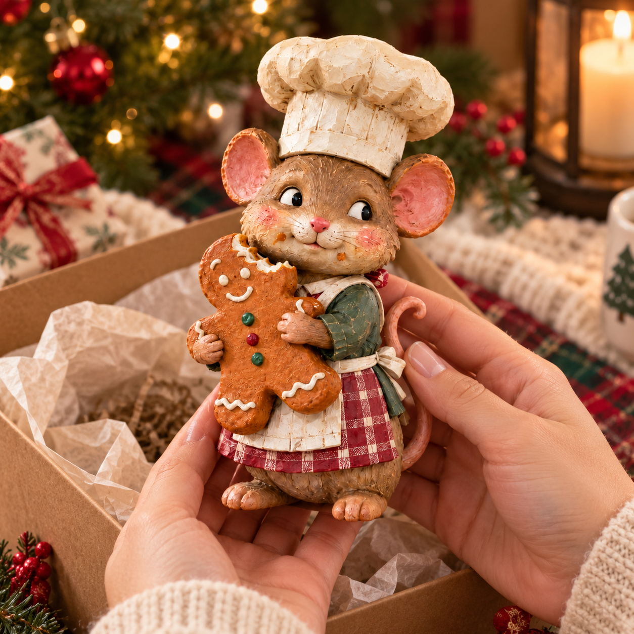 Gingerbread mouse baker figurine detail 8