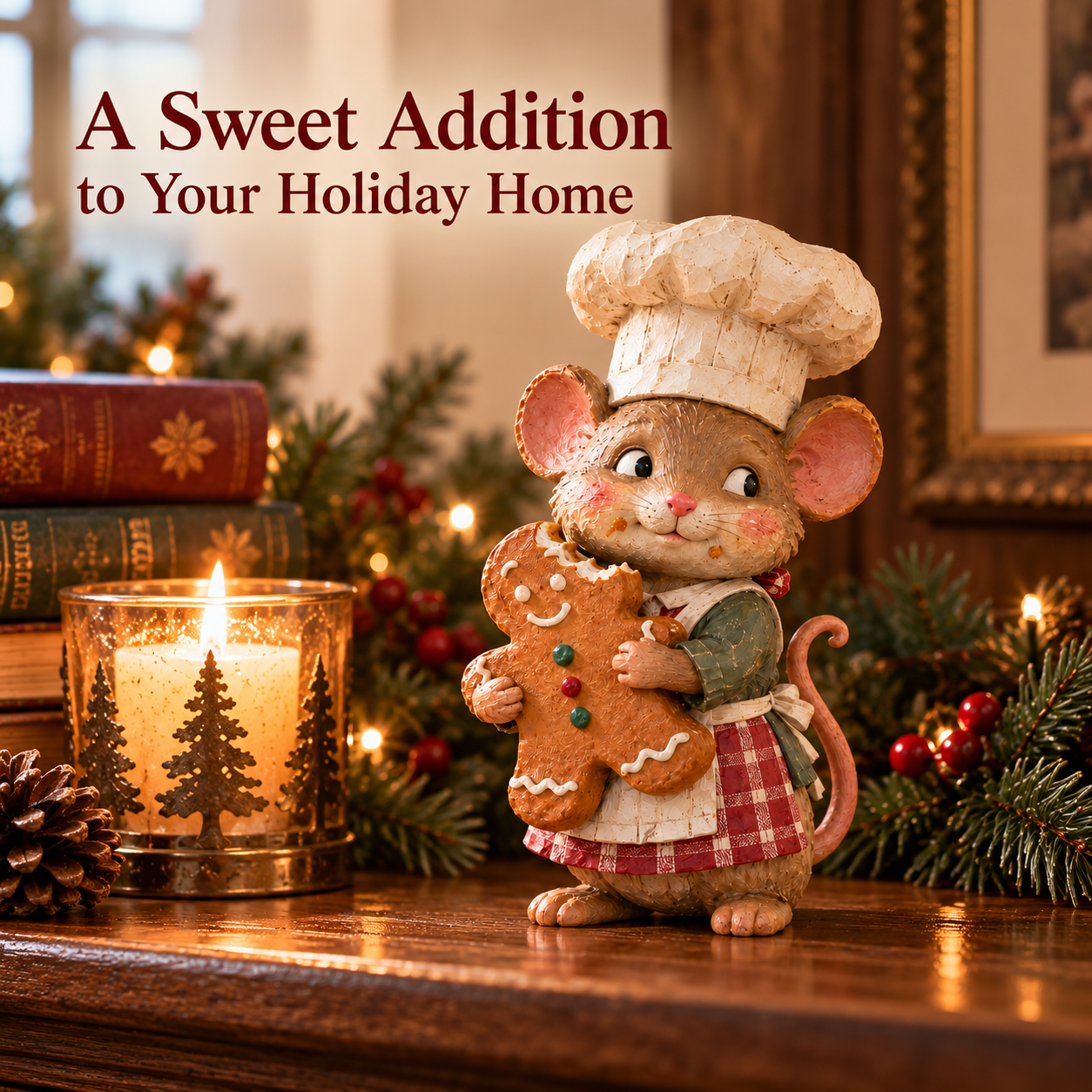 Gingerbread mouse baker figurine detail 6