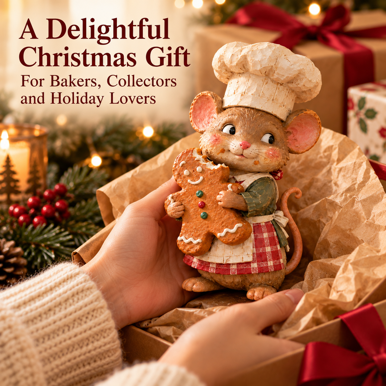 Gingerbread mouse baker figurine detail 5