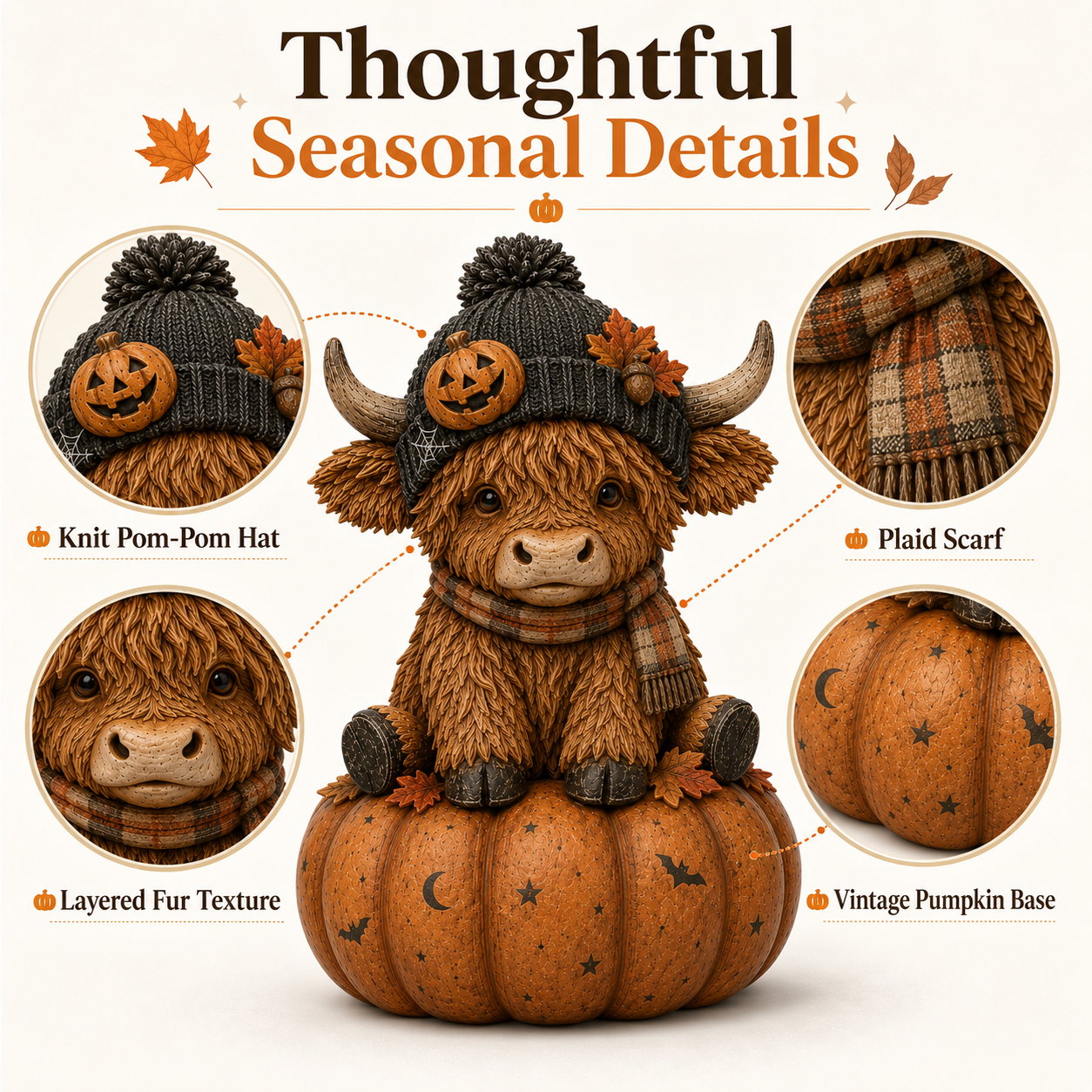 Pumpkin Patch Highland Cow Figurine