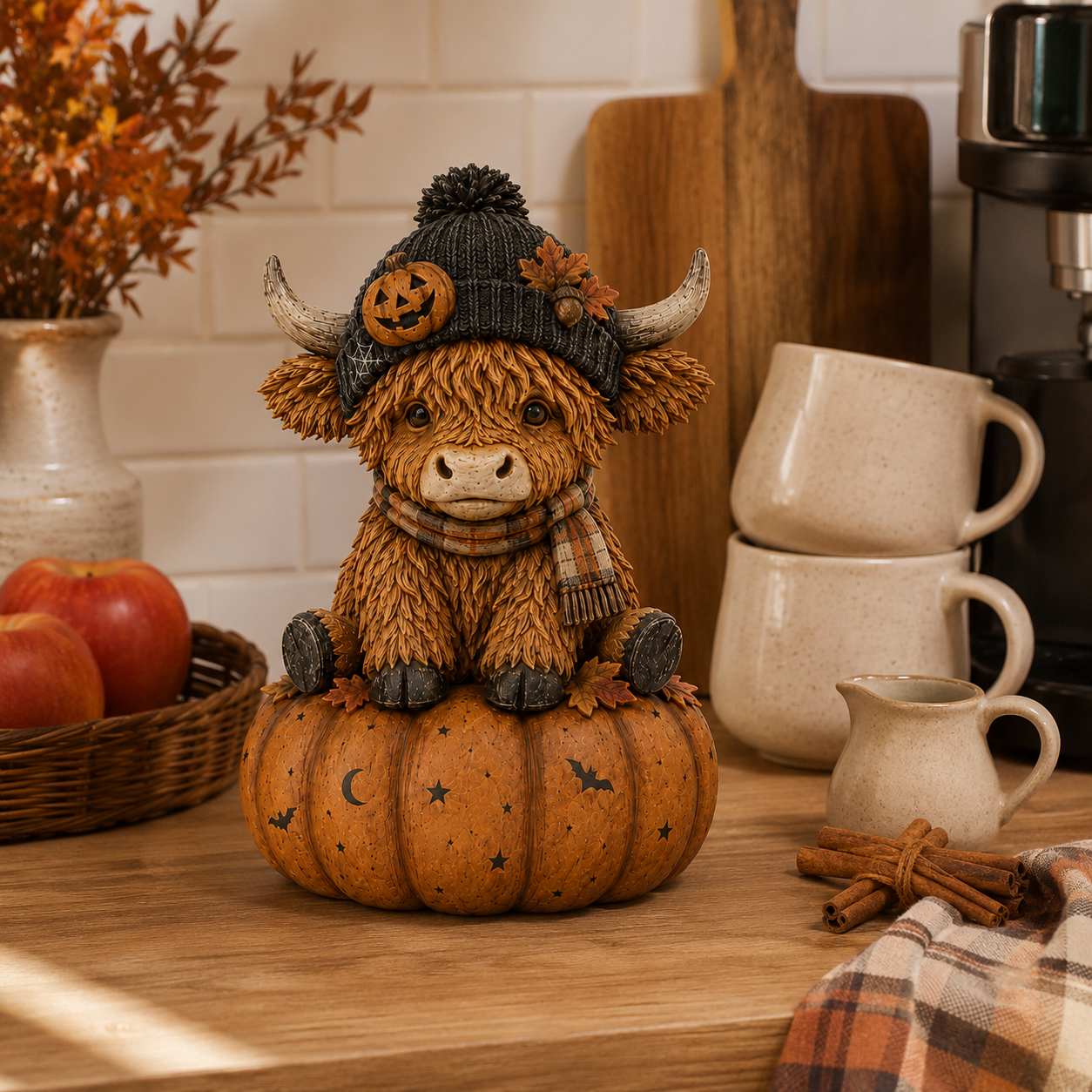Pumpkin Patch Highland Cow Figurine