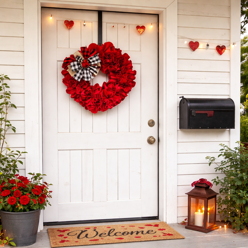 Valentines  Burlap Wreath  Door Decor,
