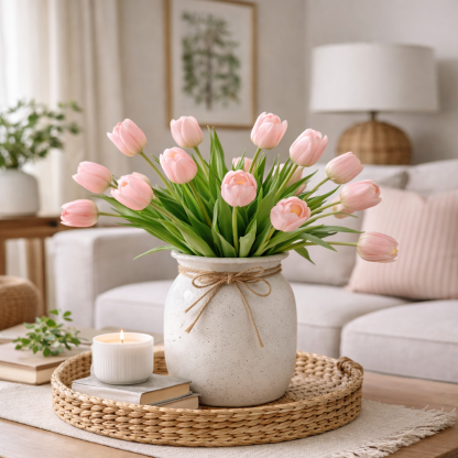 Artificial Tulips Flowers, Real Touch Latex Bouquet