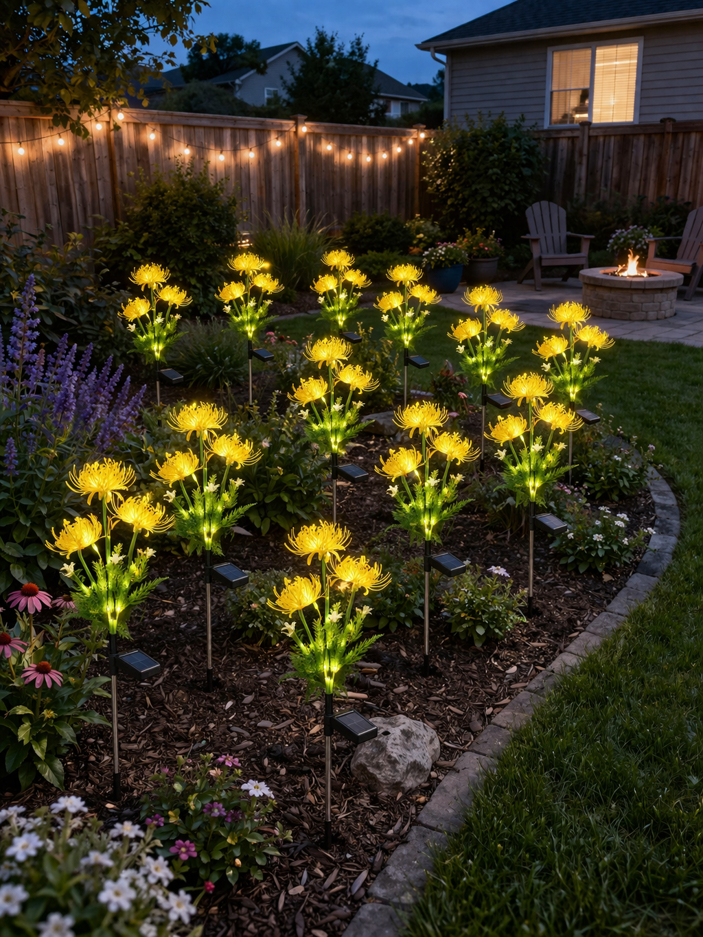 Set of   2 Outdoor Solar Lycoris Flower Garden Lights
