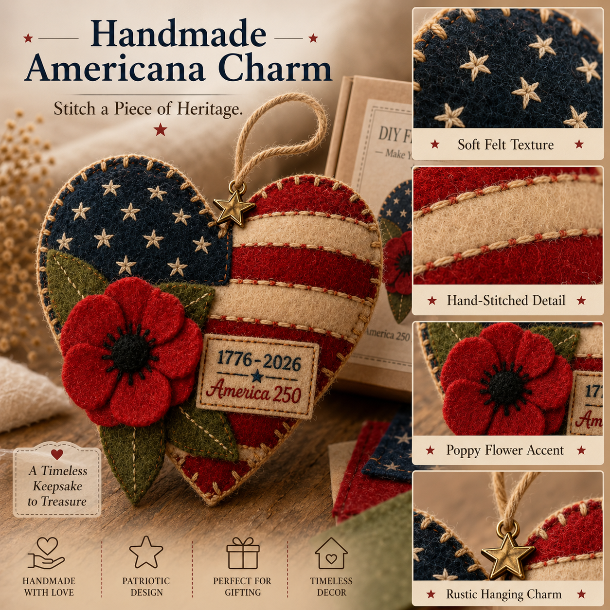 DIY Patriotic Poppy Cross Ornament Kit