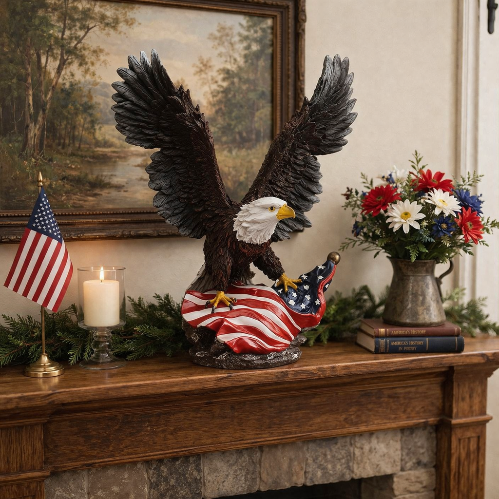 Spread Eagle Flag Statue Ornament