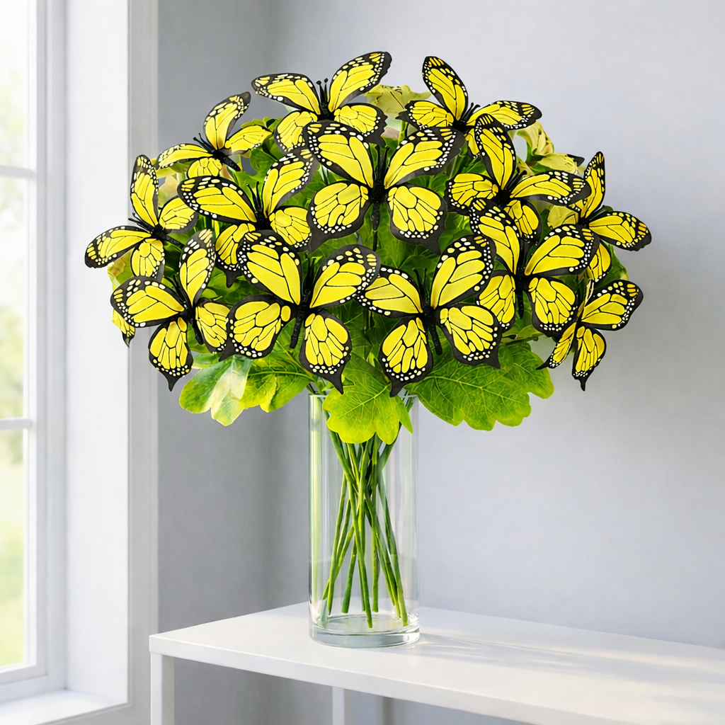 2 PCS Artificial Butterfly Floral Arrangement – Spring Home Décor