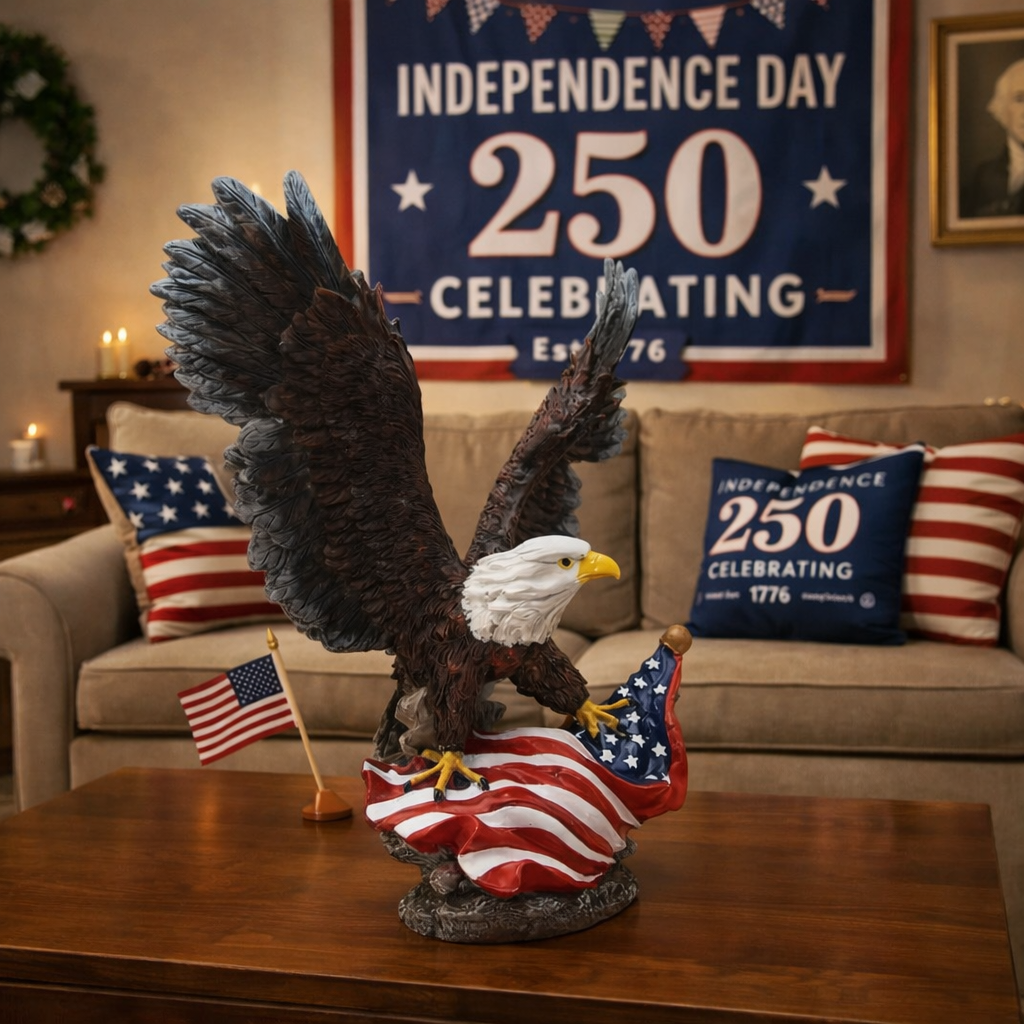 Spread Eagle Flag Statue Ornament