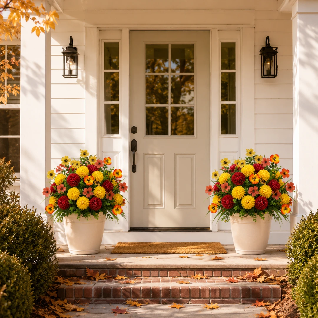 50-Piece Artificial Fall Flower Set (A POT) – UV-Resistant, Wind-Resistant & Fade-Resistant