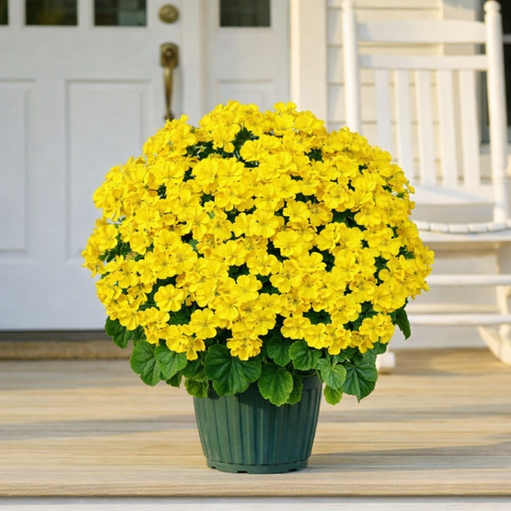 Artificial Geranium Bush – 20 Inch Outdoor Potted Artificial Plant for Front Porch