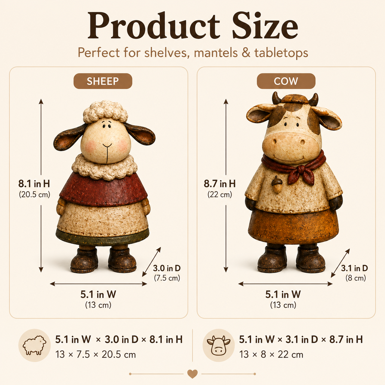 Vintage Harvest Sheep & Cow Figurines