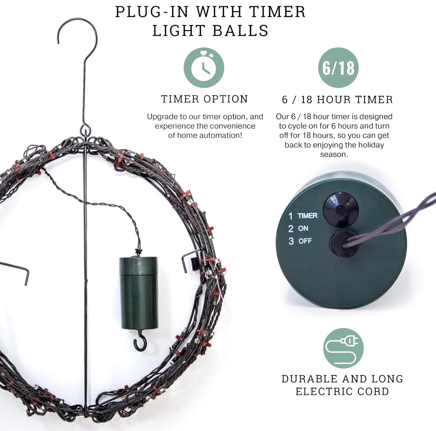 Christmas Folding  LED Light Ball with Multiple Auto Timing and Glow Modes