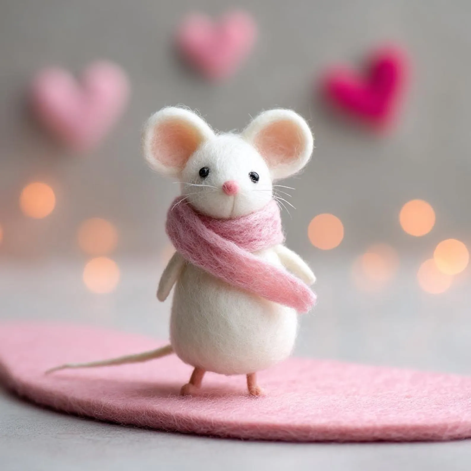 Handmade Needle Felted Mouse ,Valentine's Day Gift