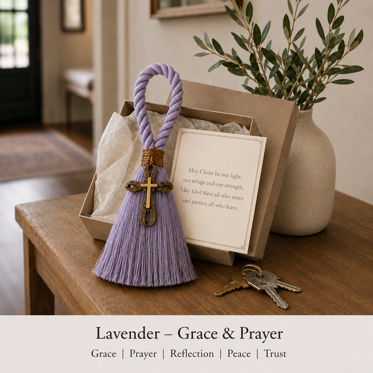 Faith & Home Cross Door Blessing Tassel with Prayer Card