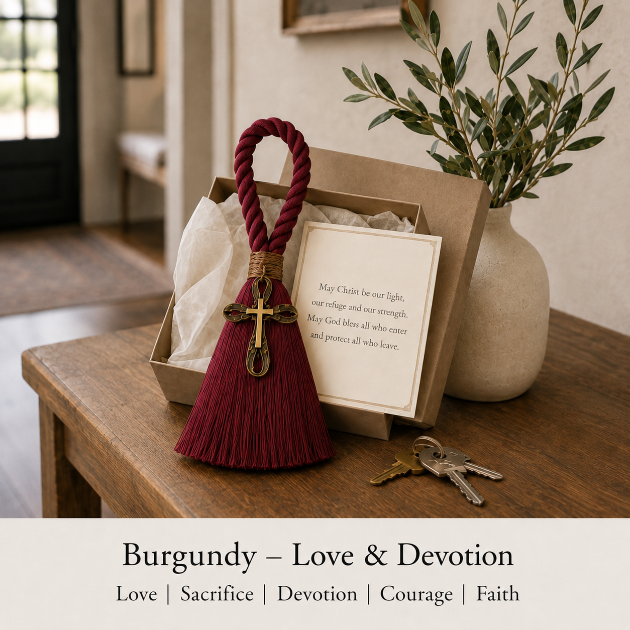 Faith & Home Cross Door Blessing Tassel with Prayer Card