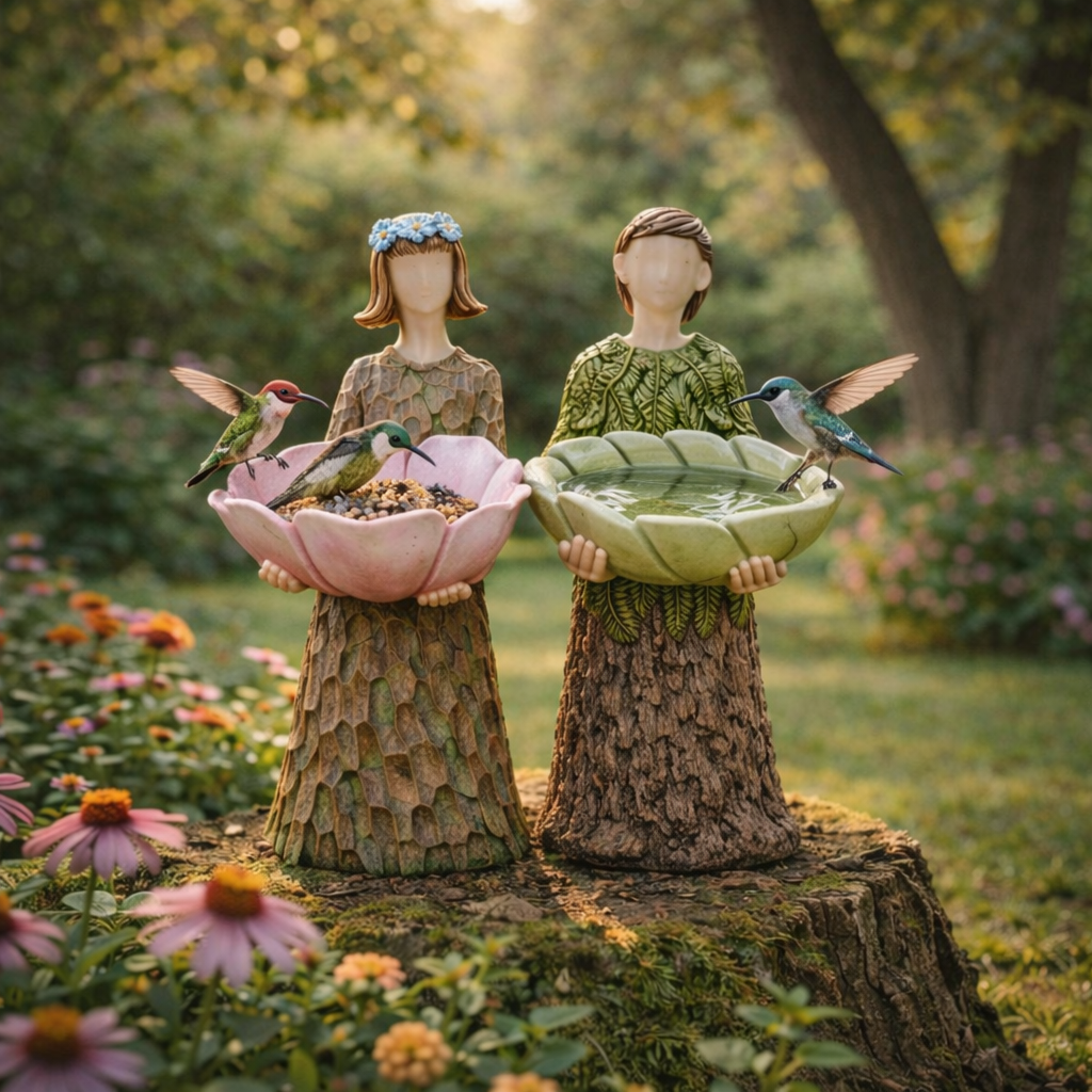 Rainforest Couple Bird Feeder, Unique Resin Bird Feeders, Bird Lovers Gift, Outdoor Garden Decor