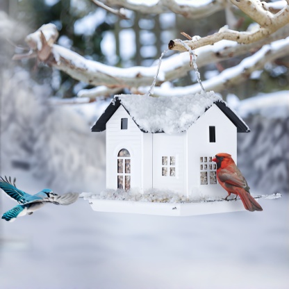 Solar-Powered Rustic Metal Bird Feeder