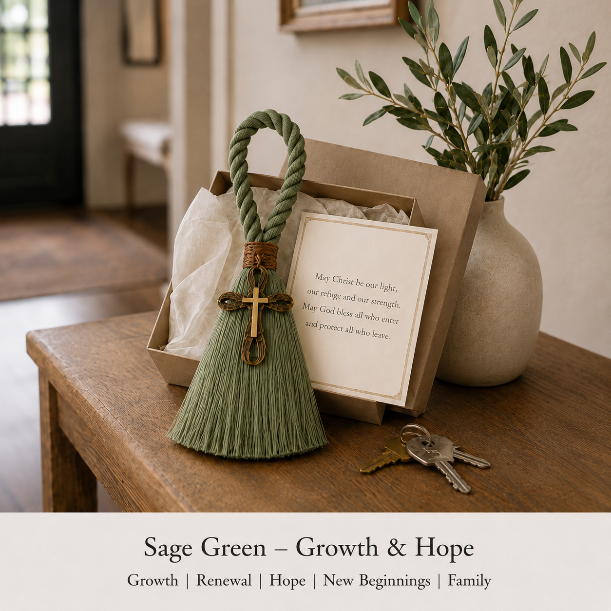 Faith & Home Cross Door Blessing Tassel with Prayer Card