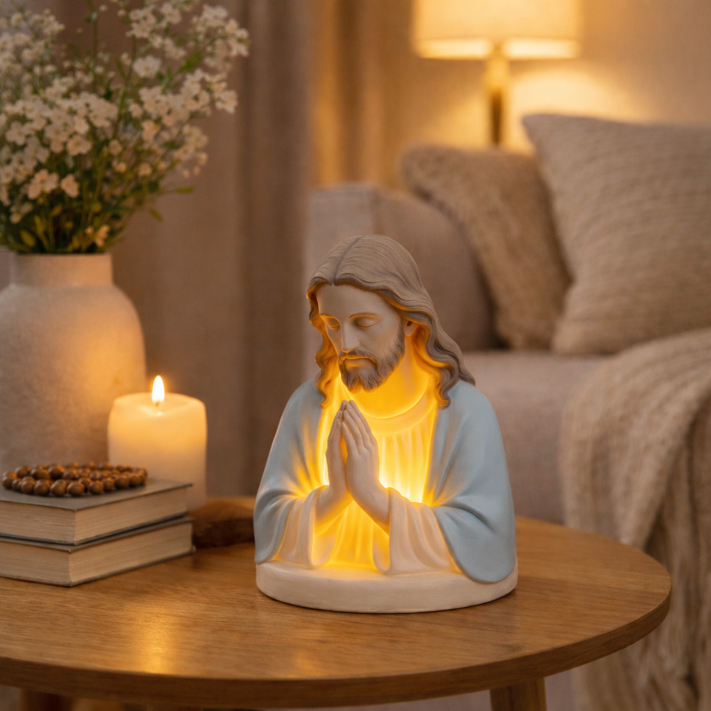Handmade Resin Jesus Prayer Night Light