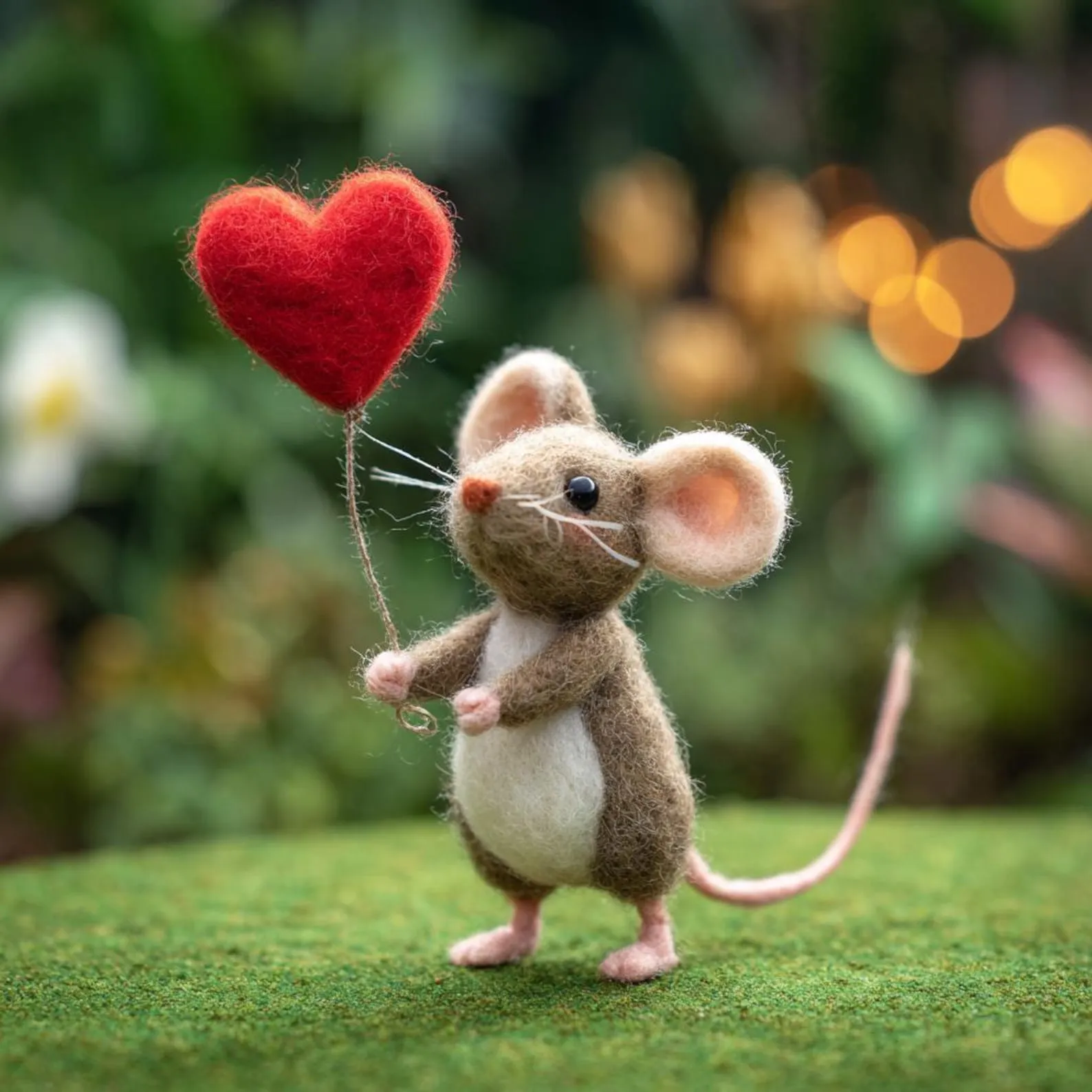Handmade Needle Felted Mouse ,Valentine's Day Gift